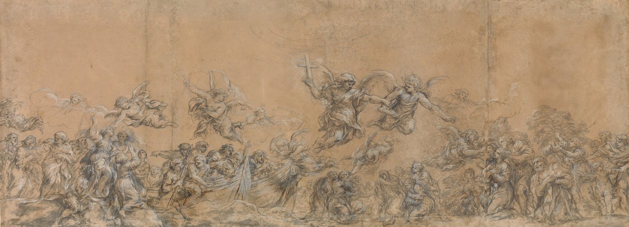 Tanulmány az angyaloknak, akik lezárják Izrael gyermekeinek homlokát a Szent Péter-bazilikában, 1652. alkotó: Pietro da Cortona
