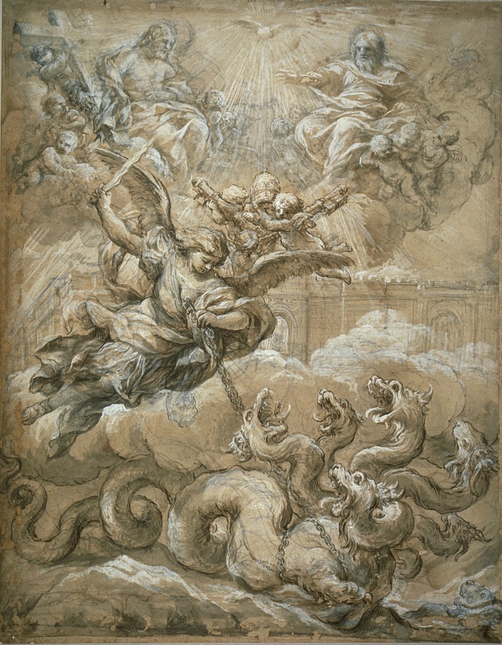 A Szentháromság Szent Mihállyal, aki meghódítja a sárkányt, 1666 alkotó: Pietro da Cortona