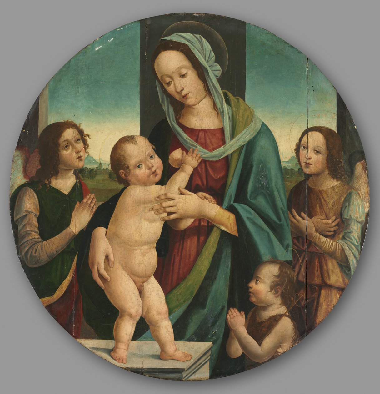 Szűz és gyermek Keresztelő Jánossal és angyalokkal, c. 1500. alkotó: Pietro del Donzello