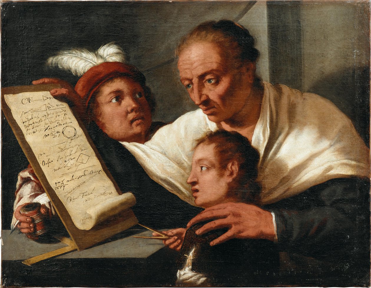Tanító két iskolás fiúval, 1650 után. alkotó: Pietro della Vecchia
