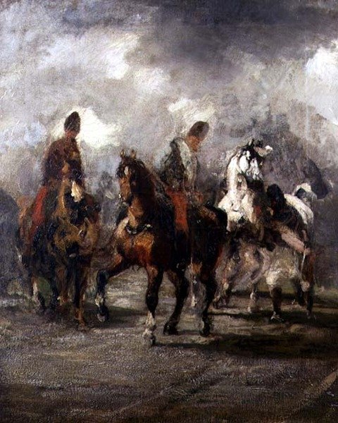 Riders (olaj, vászon) alkotó: Piotr Michalowski
