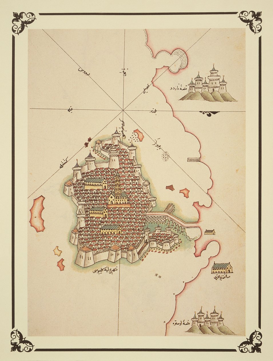 Gallipoli térképe, a „Kitab-I Bahriye”-ról (színes litó) alkotó: Piri (after) Reis