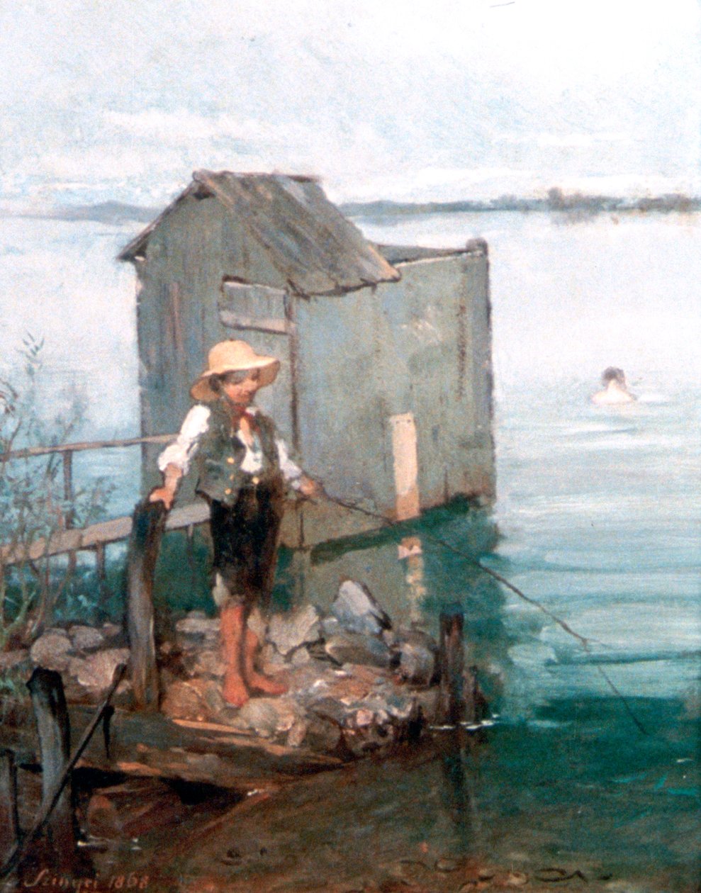 Fürdőkunyhó fiúval, 1868 alkotó: Pál Szinyei Merse