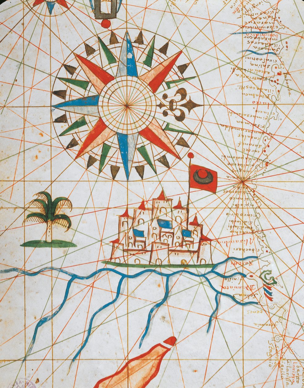 Alexandria, Egyiptom, a Portolan atlaszból, amely hat diagramból áll, Placido Caloiro és Francesco Oliva, Pergamen. 1646. alkotó: Placido Caloiro e Oliva