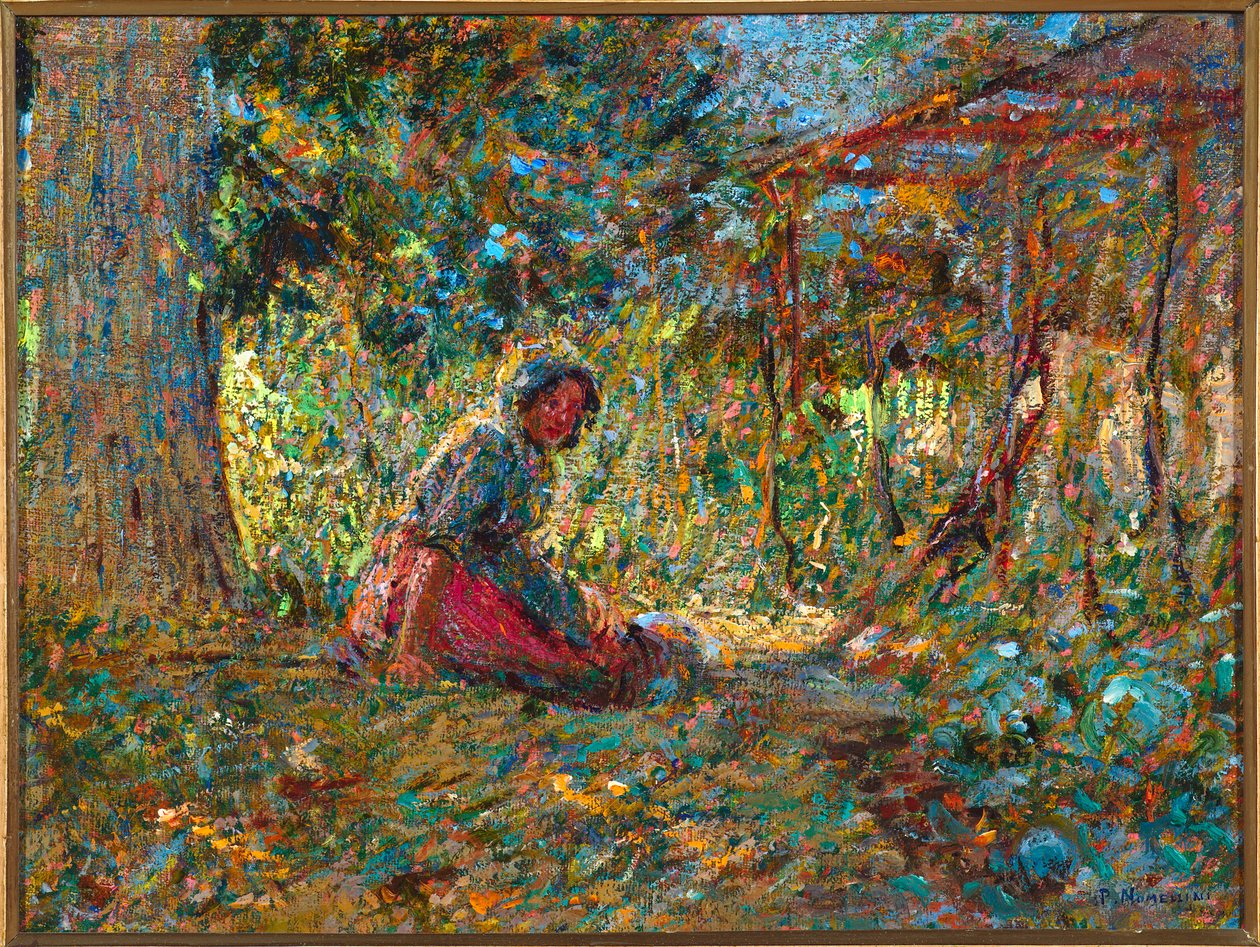 A kertben, 1891 körül alkotó: Plinio Nomellini
