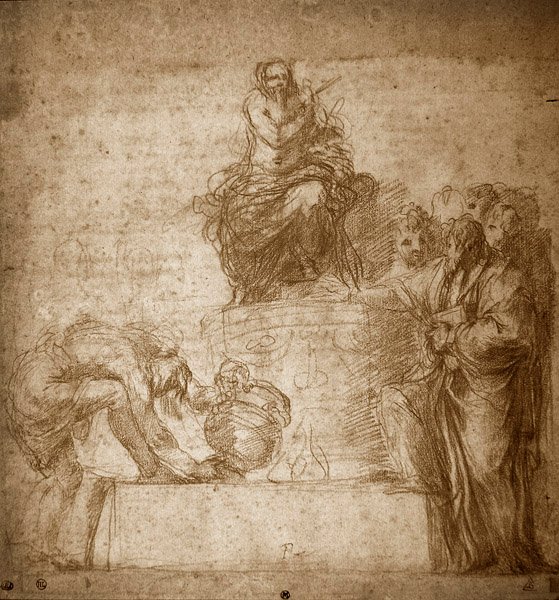 Ősi áldozat, No.85 (vörös kréta, papír) alkotó: Polidoro da Caravaggio