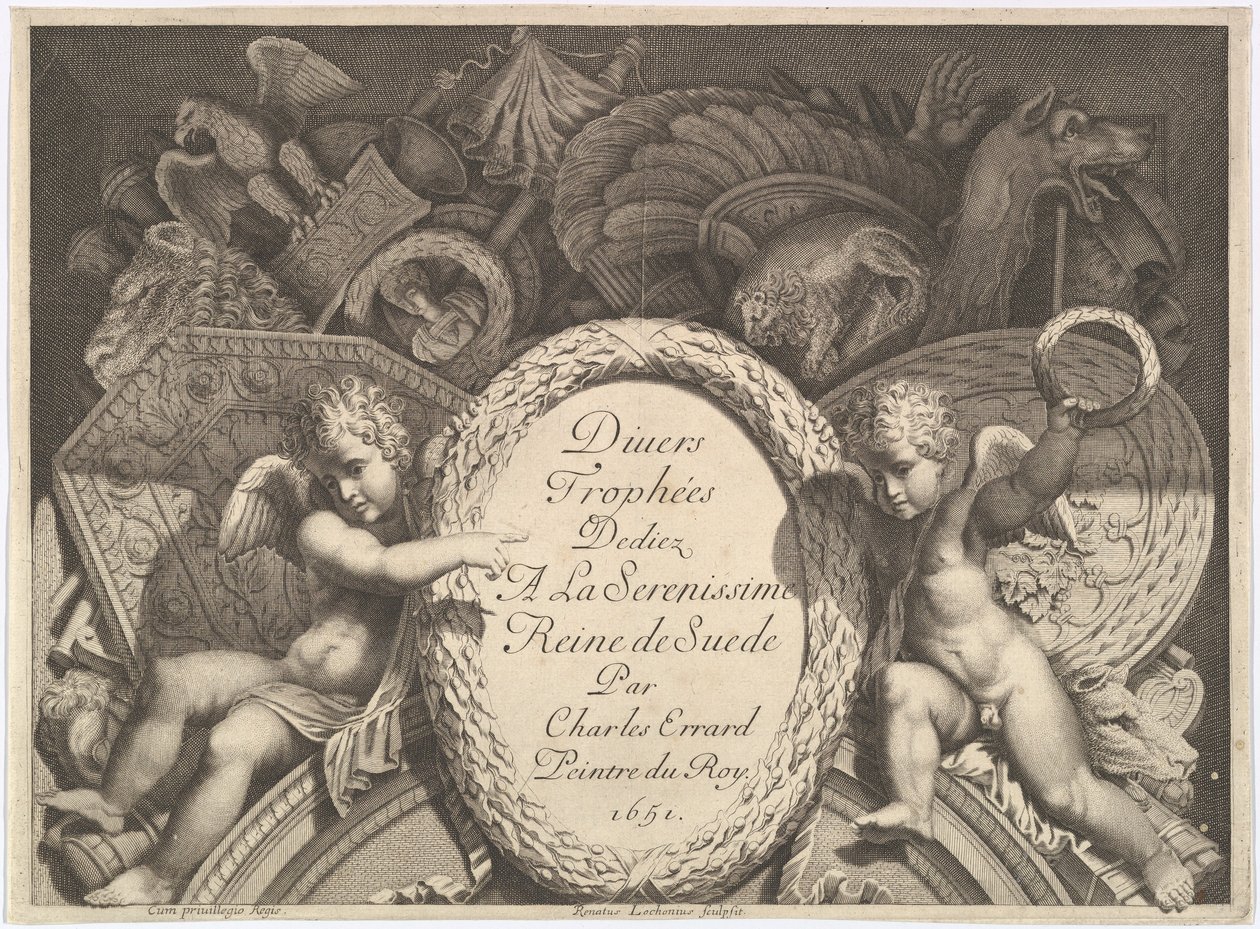 A Divers Trophées fegyvertrófeák címlapja a római Palazzo Milesi homlokzata után, 1651 alkotó: Polidoro da Caravaggio