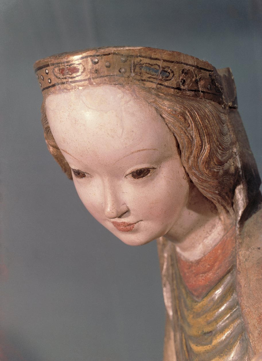 Szűz és gyermek, részlet a Szűzanya fejéről, 1400 körül alkotó: Polish School