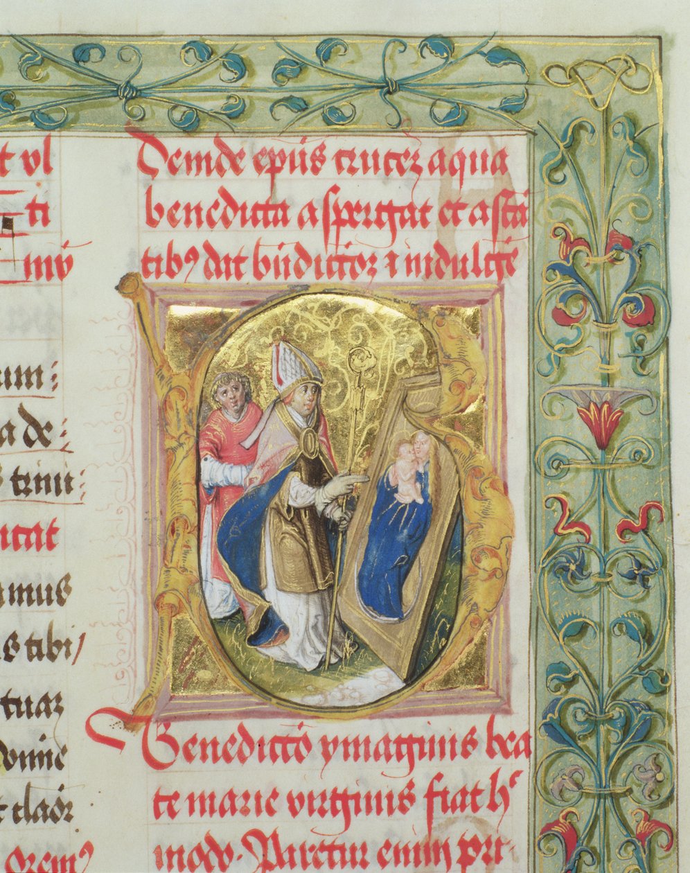 Szűz Mária és gyermeke áldása Erasmus Ciolek püspök pápától, dc.1510 (tempera és arany pergamen) alkotó: Polish School