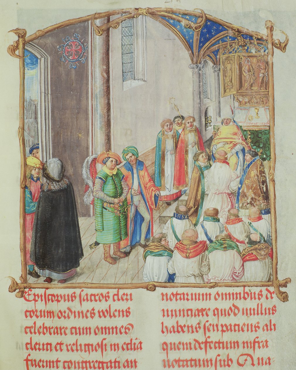 Pappá szentelés Erasmus Ciolek püspök pápajától, 1510 körül (tempera és arany pergamen) alkotó: Polish School
