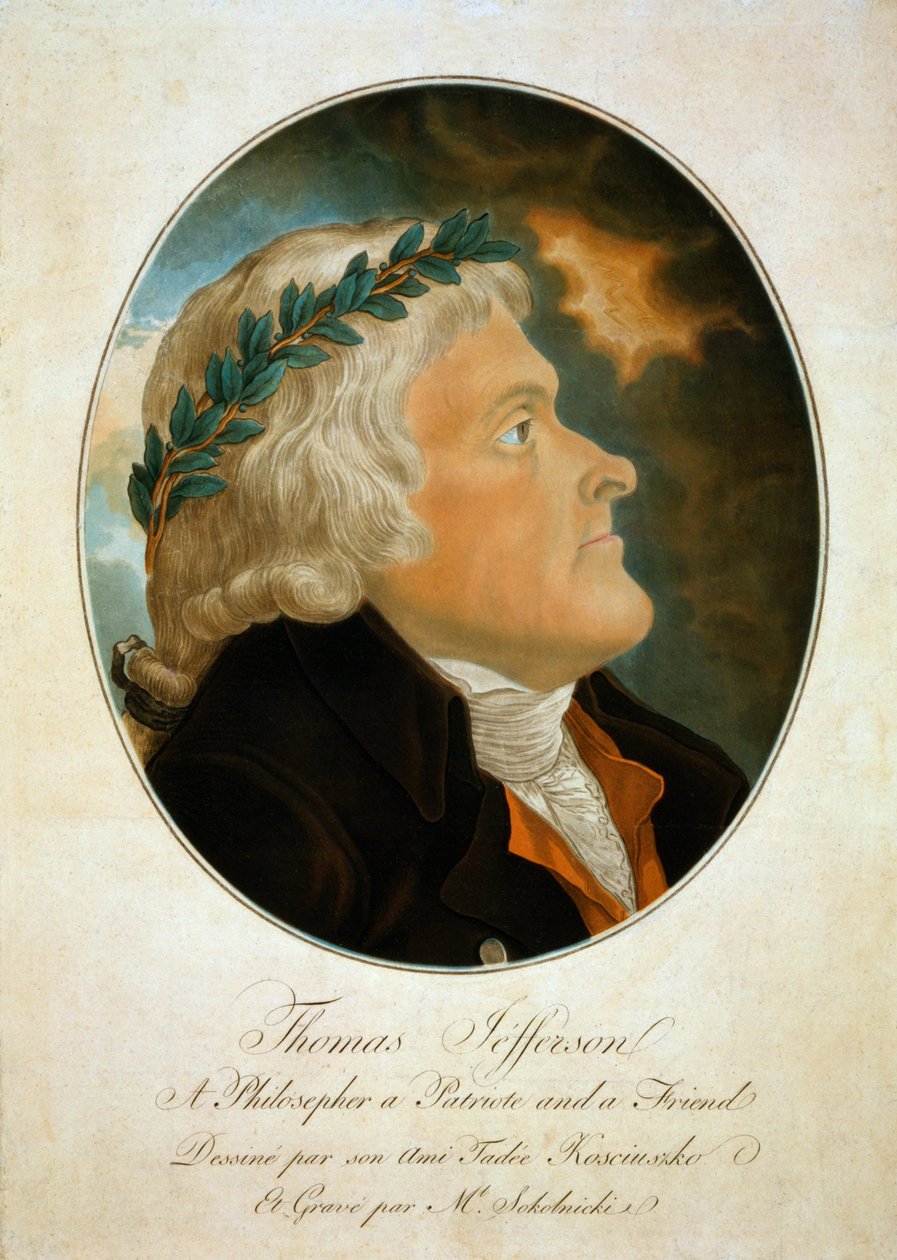 Thomas Jefferson profilportréja, 1799 körül (akvatinta) alkotó: Polish School