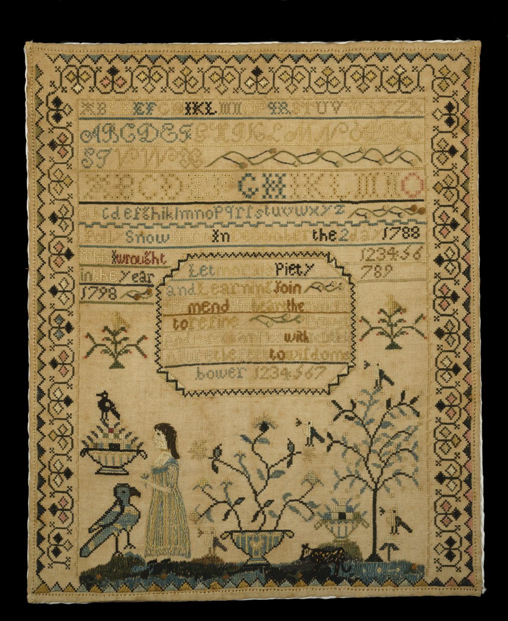 Sampler, 1798 (selyem vászonra) alkotó: Polly Snow