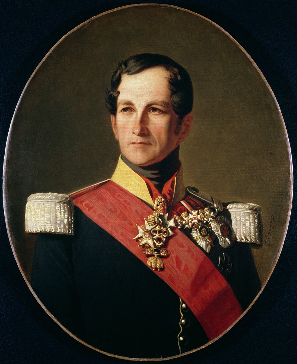 Szász-Cobourg-Gotha I. Lipót (1790-1865) portréja cuirassier egyenruhájában alkotó: Polydore Beaufaux