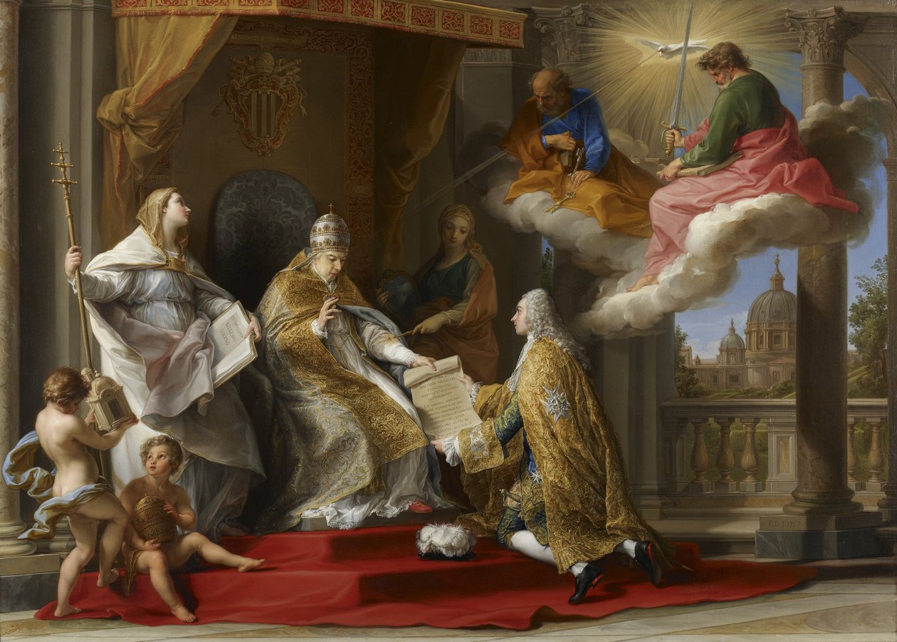 Benedek pápa bemutatja az enciklikát alkotó: Pompeo Batoni