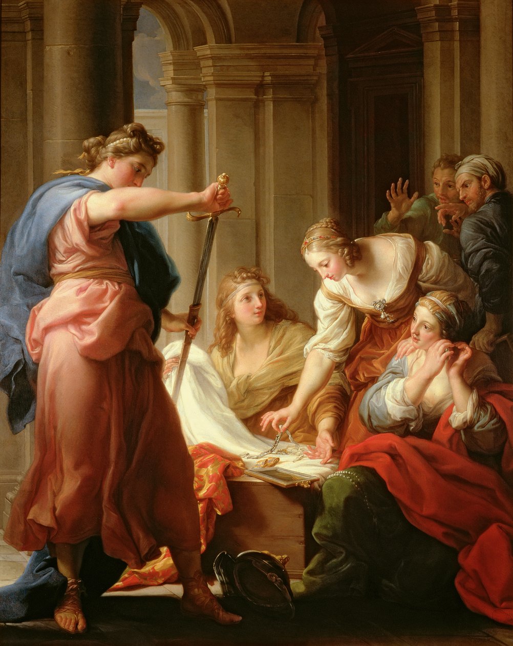 Akhilleusz Lycomedes király udvarában lányaival, 1746 alkotó: Pompeo Girolamo Batoni