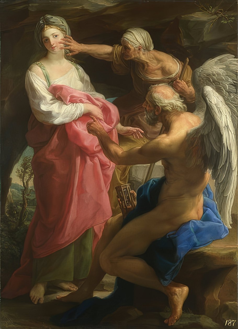 Az idő azt parancsolja, hogy az öregség elpusztítsa a szépséget. 1746 alkotó: Pompeo Girolamo Batoni