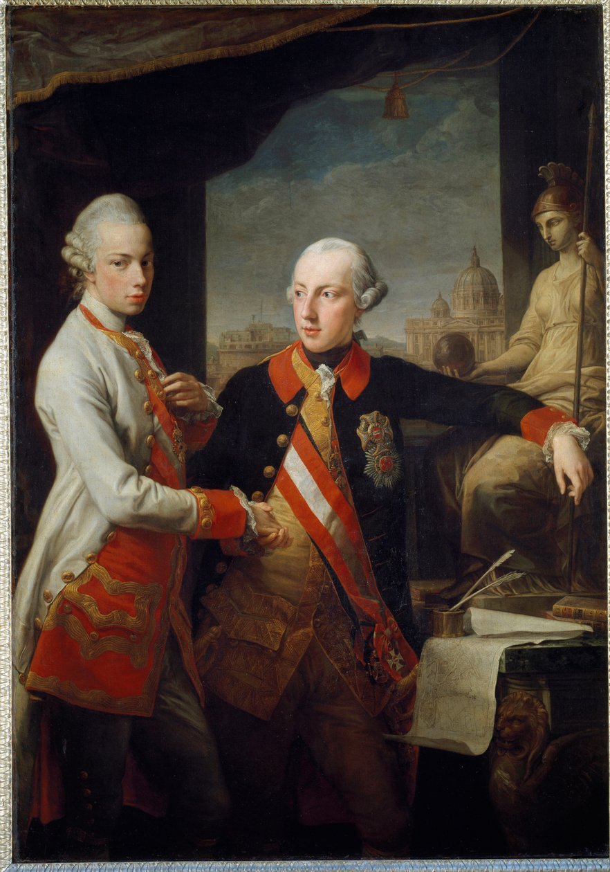 A Habsburg-Lotharingiai II. Lipót testvér, Toszkána nagyhercege és II. József, a Szent Birodalom portréi alkotó: Pompeo Girolamo Batoni