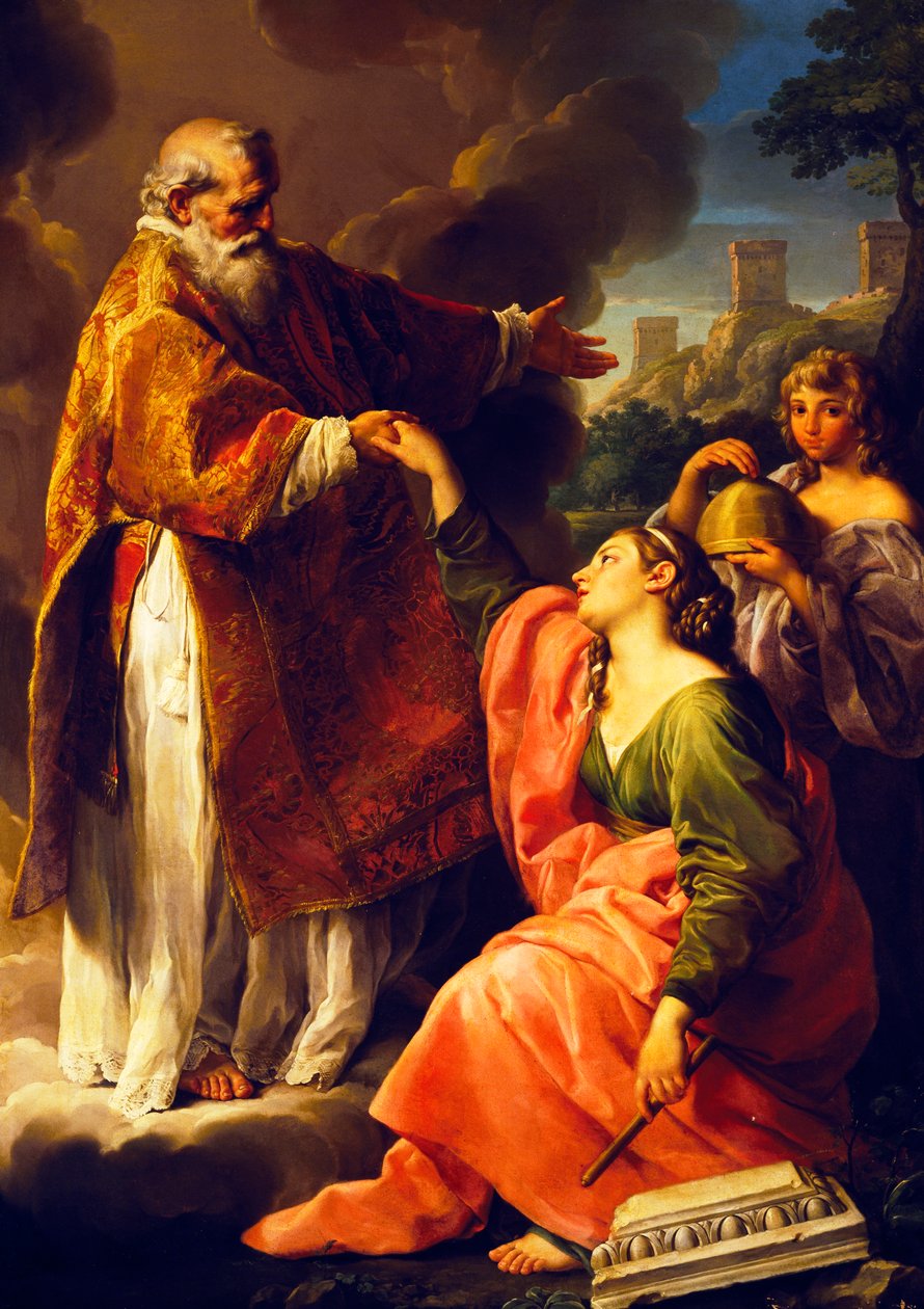 San Marino felemeli a Köztársaságot, Pompeo Batoni (1708-1787) festménye. alkotó: Pompeo Girolamo Batoni