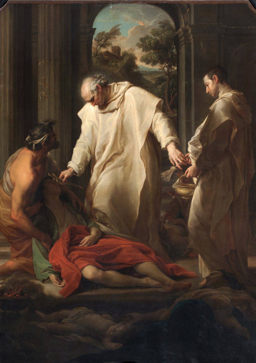 Boldog Bernardo Tolomei segít a pestis áldozatainak alkotó: Pompeo Girolamo Batoni