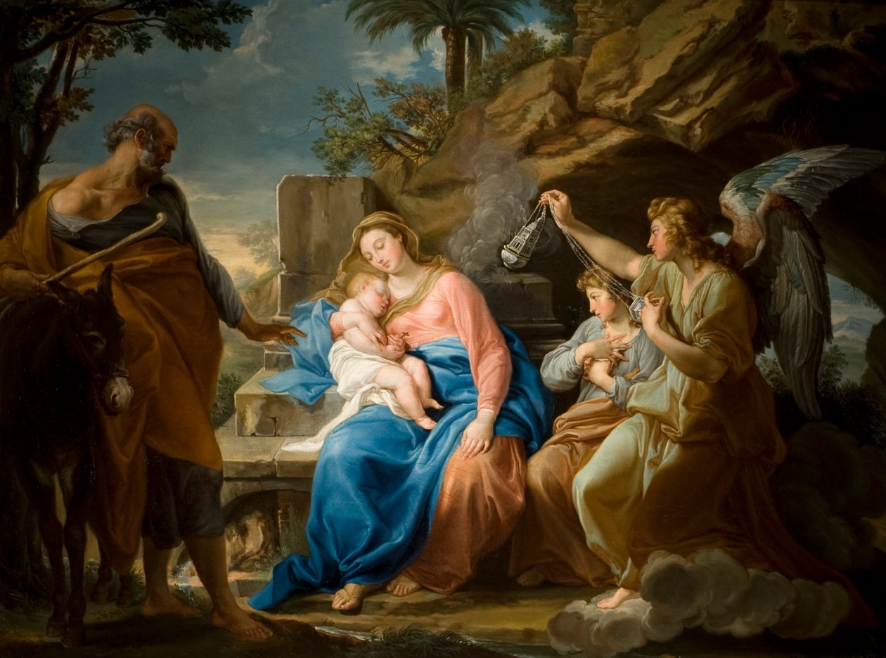 The Rest on the Flight to Egypt, 1740-49 körül (olaj, vászon) alkotó: Pompeo Girolamo Batoni
