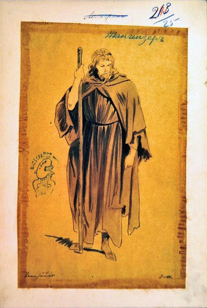 Jelmeztervező Tannhauser szerepére, a Tannhauser című operában, Richard Wagner (1813-83) alkotó: Ponomarev Ponomarev