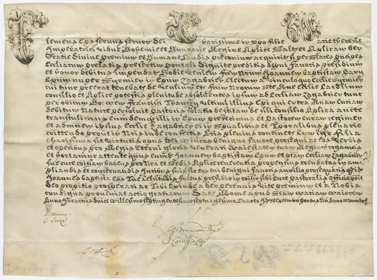 Kelemen pápa apostoli levele Mária Terézia császárnéhoz, 1774. szeptember alkotó: Pope Clement XIV