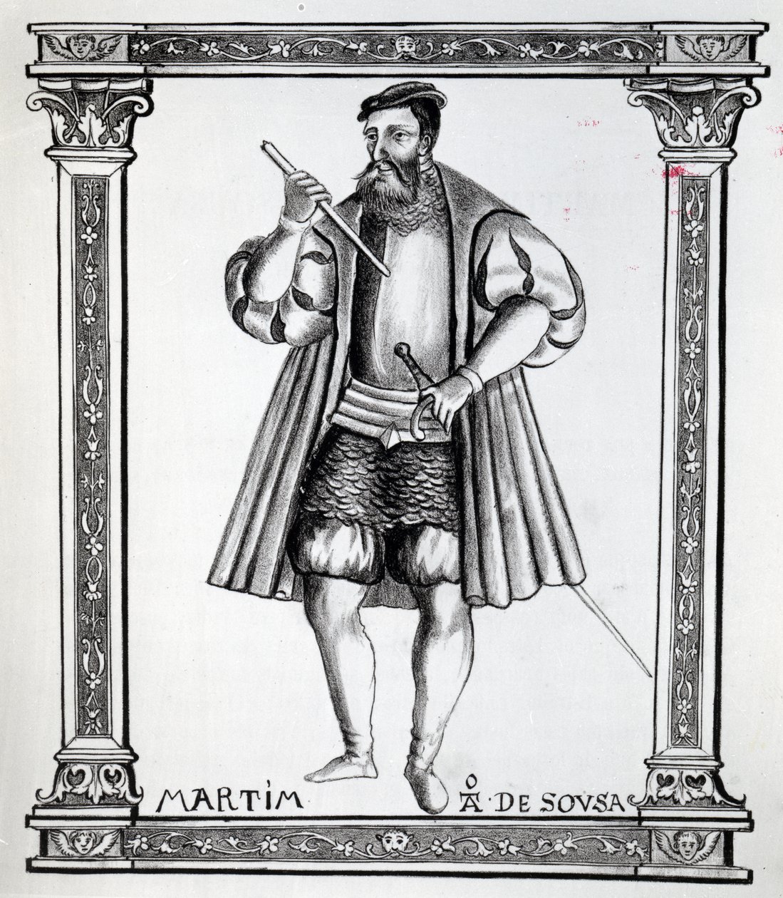 Martim da Sousa, illusztráció Gaspar Correia „India legendái” c. 1858-1863 alkotó: Portuguese School