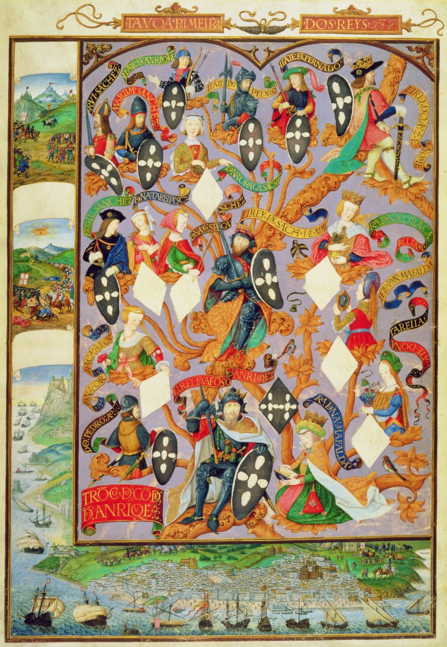 Add Ms 12531 f.7 I. Alfonso genealógiai fája (1128-85) alkotó: Portuguese School
