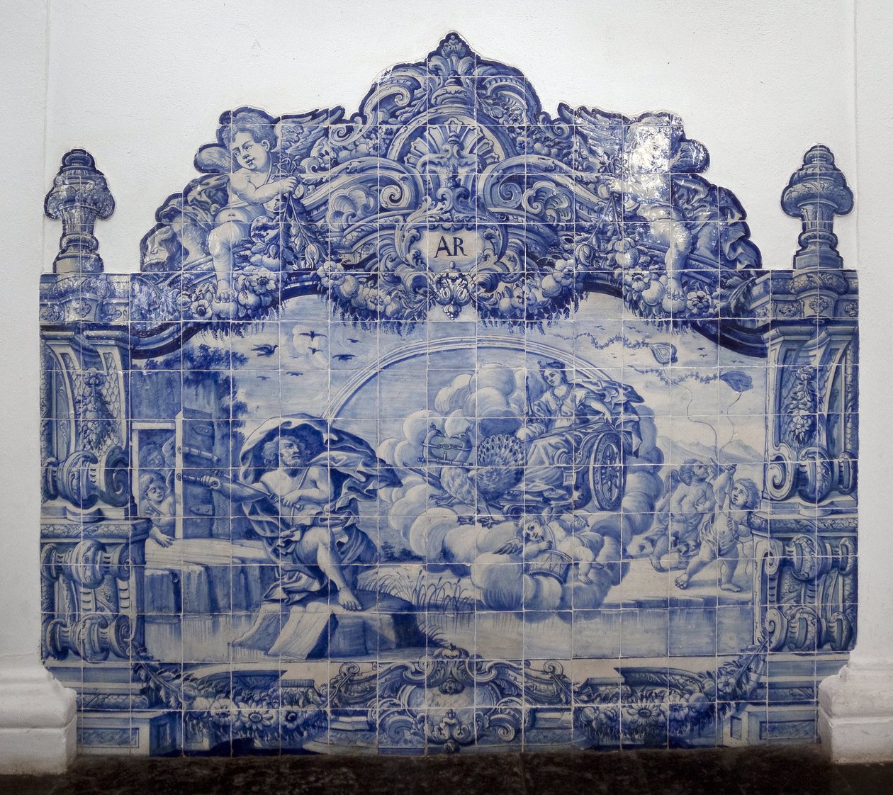 A levegő allegóriája - Azulejok, festett cserép alkotó: Portuguese School