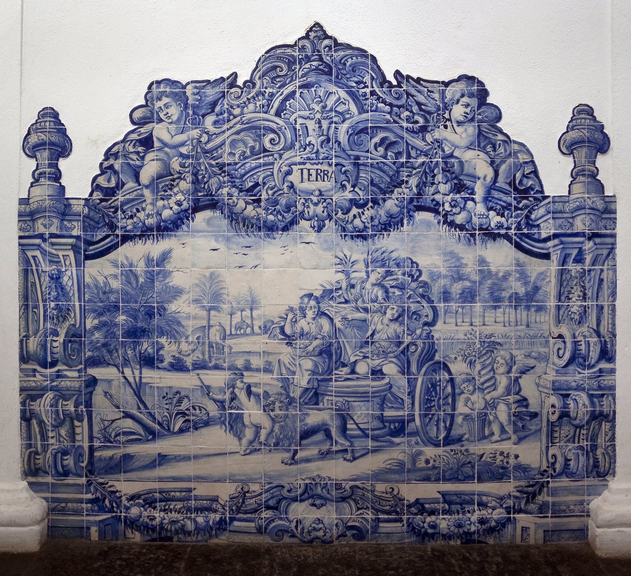A Föld allegóriája - Azulejos, festett fajansz alkotó: Portuguese School