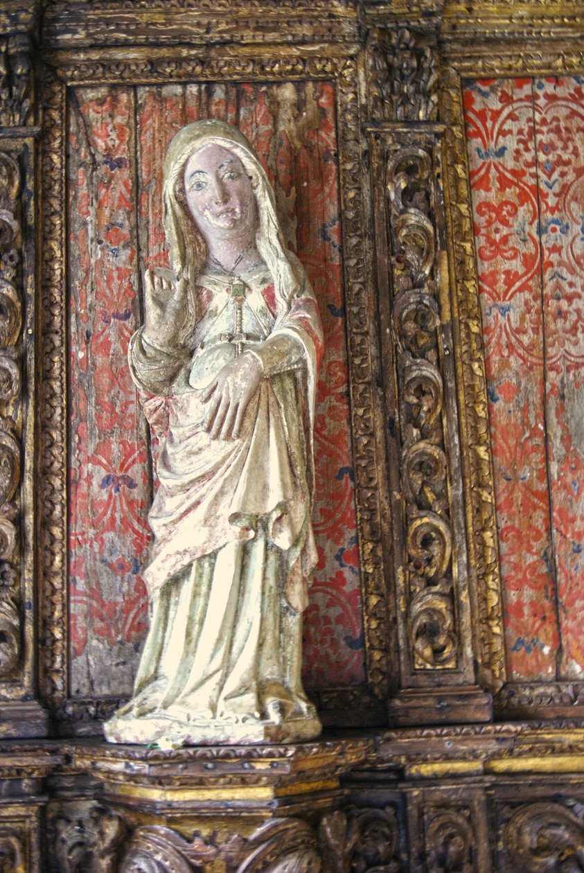 Terhes Szűz Mária faragott szobra, Lamego, Portugália 1562 körül (festett fa) alkotó: Portuguese School