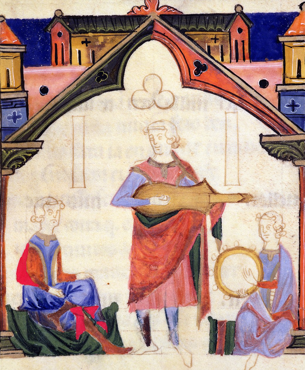 Fol.12v Zenészek gitáron és tamburán, a Chansonnier des Nobles alkotó: Portuguese School