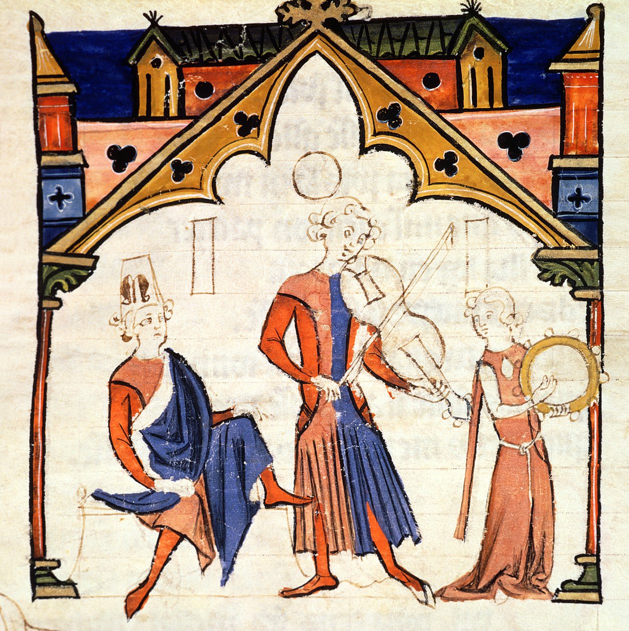 Fol.6r Zenészek brácsán és tamburán, a Chansonnier des Nobles alkotó: Portuguese School