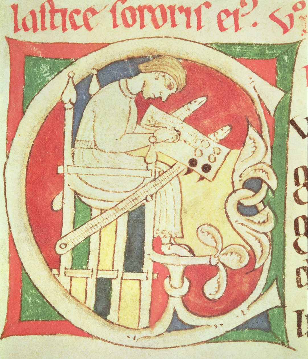 Ms 22 fol.139r Történelmi kezdetű C, amely egy szerzetest ábrázol, a Vitae Sanctorumból, Santa Cruz de Coimbra alkotó: Portuguese School