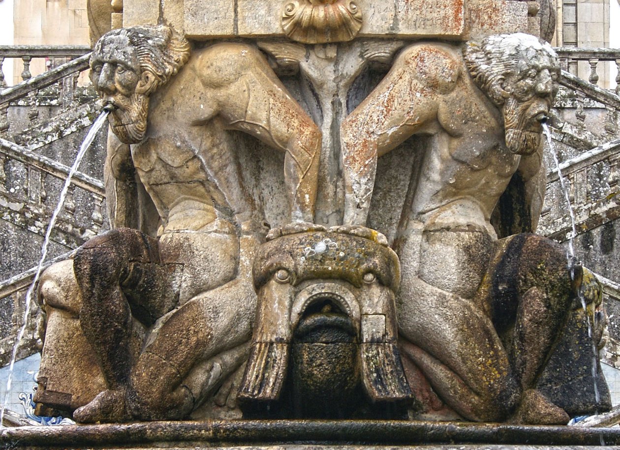 Mitikus atlantok egy obeliszk tövében, Lamego, Portugália. 1738 (gránit) alkotó: Portuguese School