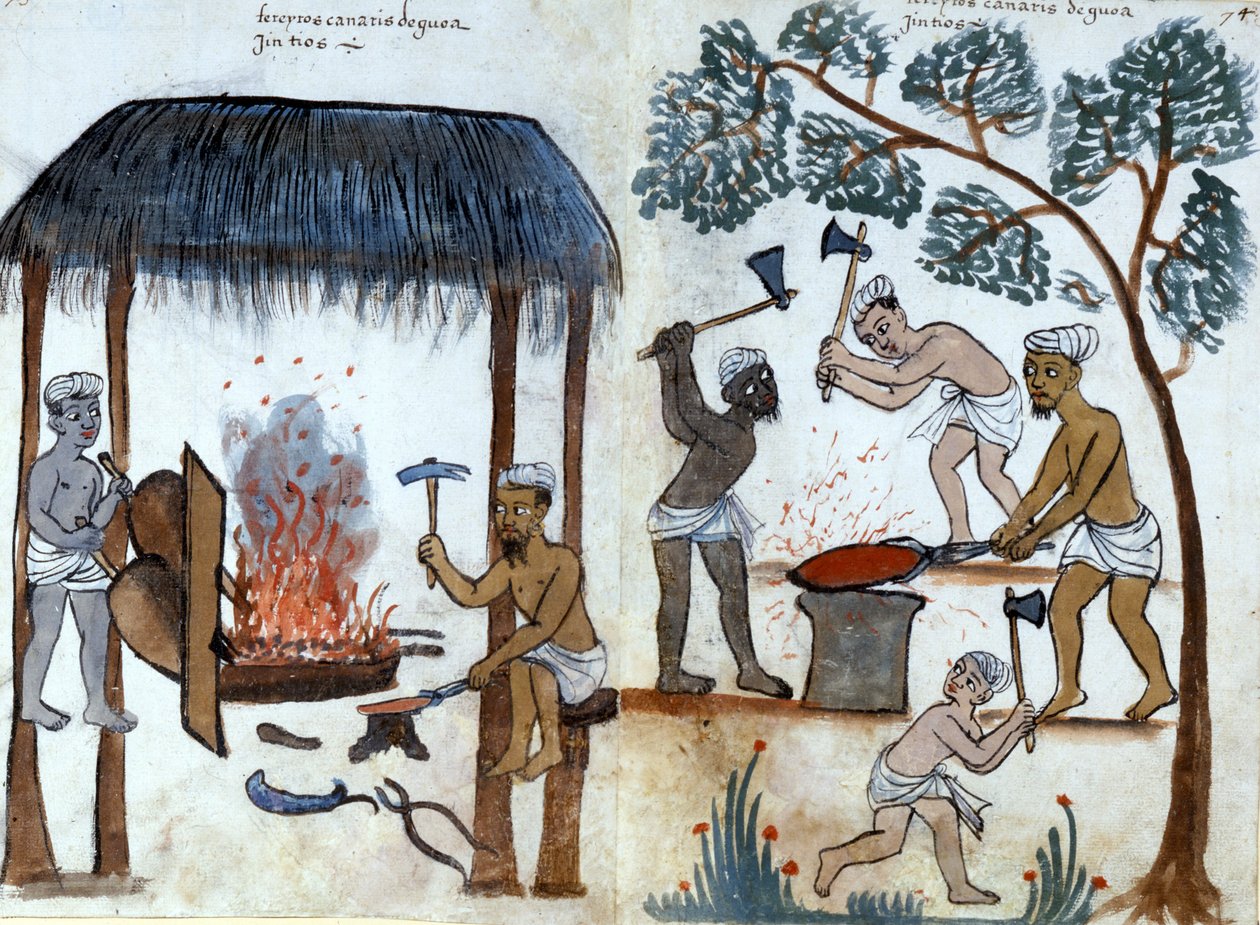 A primitív indiai kohászat. 16. századi portugál kézirat. Róma, Bibl. Casanatense. alkotó: Portuguese School