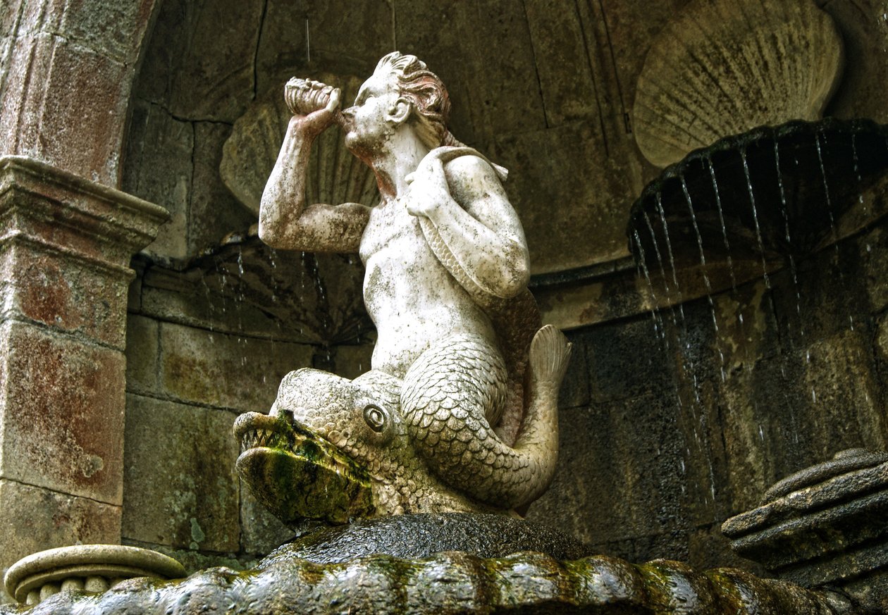 Triton-kút, a Gyógyszerek Boldogasszonyának szentélye, Lamego, Portugália 1738 (kő) alkotó: Portuguese School