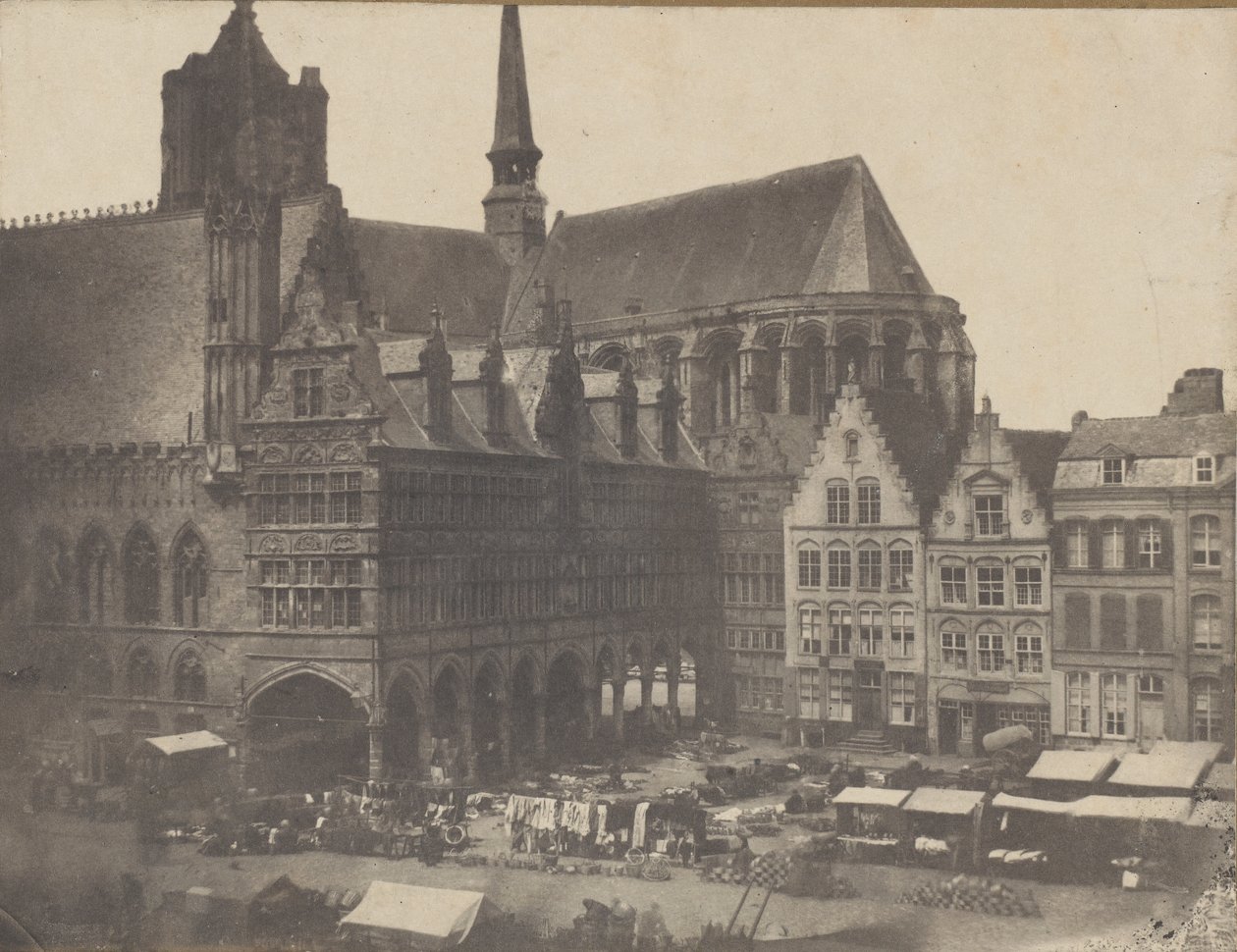 Piac tér Ypres-ben, kb. 1851. alkotó: Possibly by Louis Désiré Blanquart évrard.
