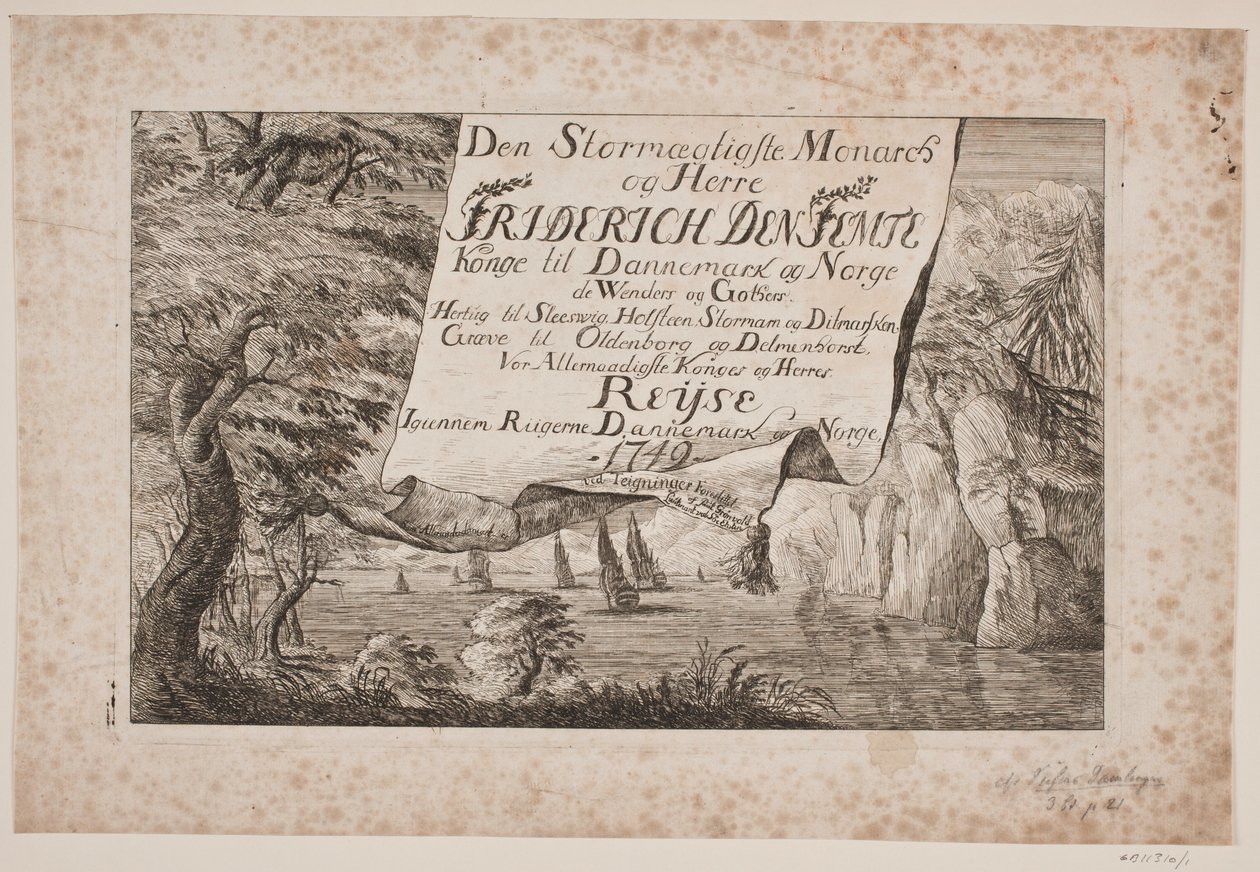 Címlap V. Frigyes király dániai és norvégiai utazásához 1749 alkotó: Poul Isac Grønvold