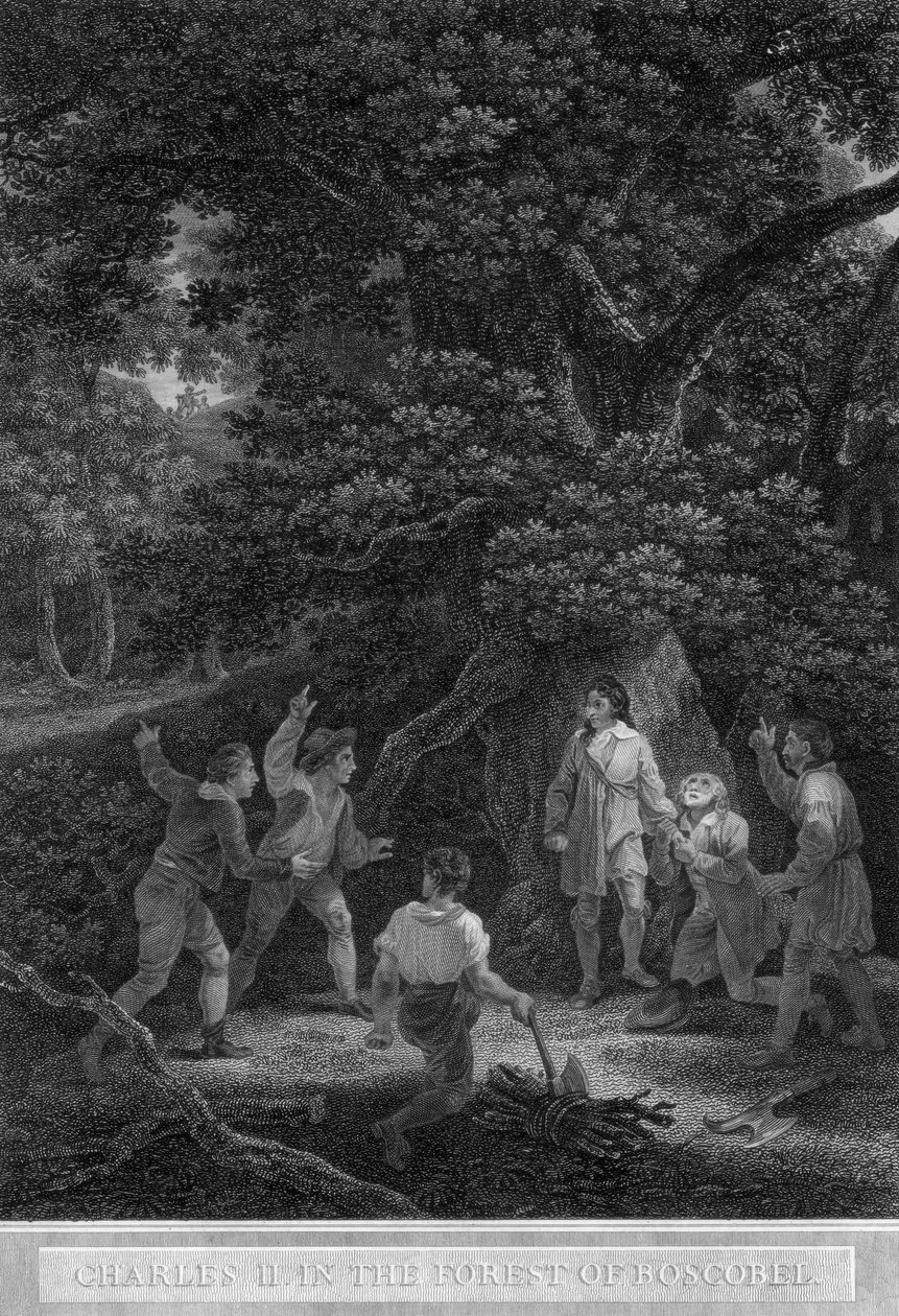II. Károly a boscobeli erdőben, 1651. alkotó: Pouney and Rhodes