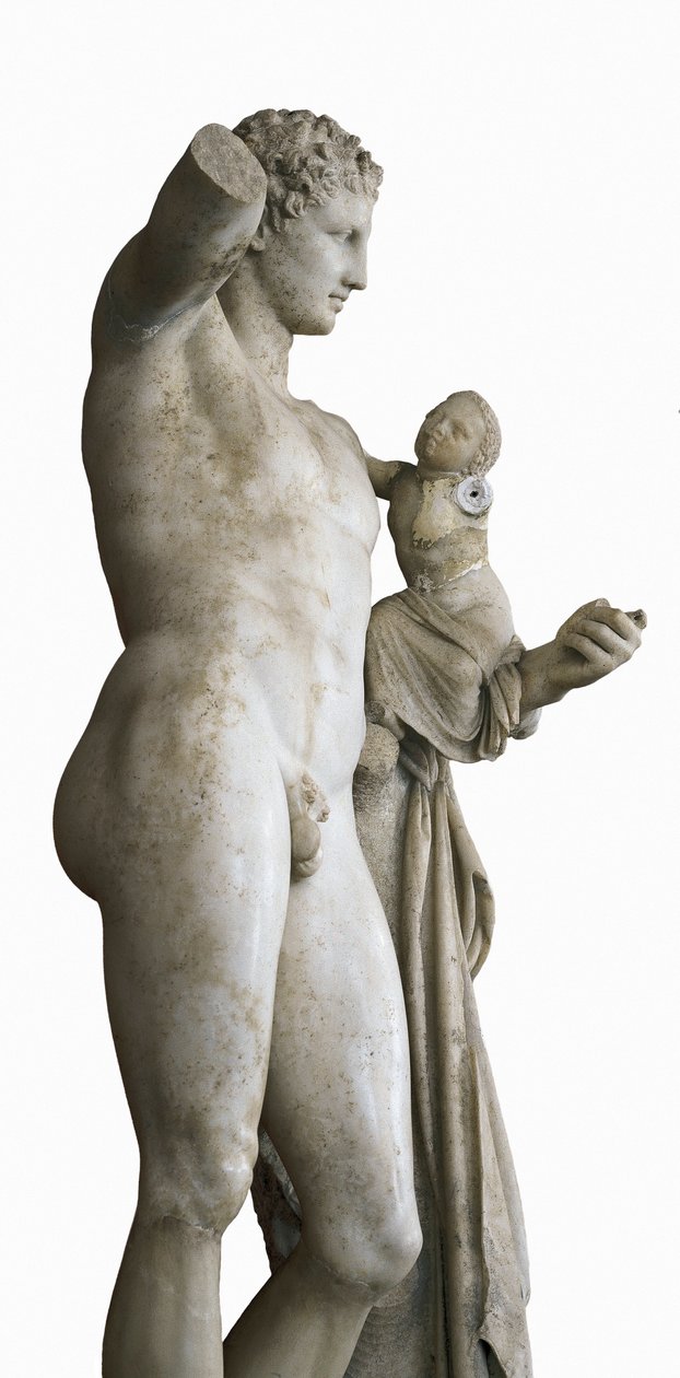 Hermész a gyermek Dionüszoszt hordozója, Kr. e. ie 330 (márvány) alkotó: Praxiteles
