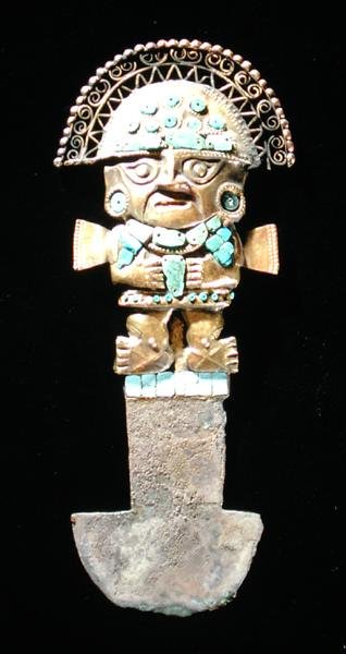 Tumi vagy ceremoniális kés Naylamp, Chimu (arany és féldrágakövek) formájú alkotó: Pre Columbian Pre Columbian