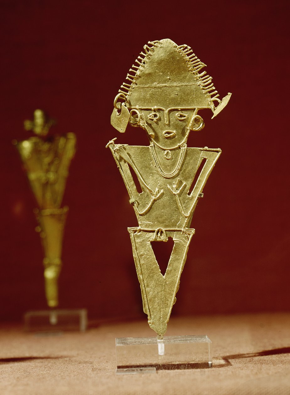 Egy harcos antropomorf alakja, Tabio, Cundinamarca, Muisca Culture, 1100-1500 (arany) alkotó: Pre Columbian