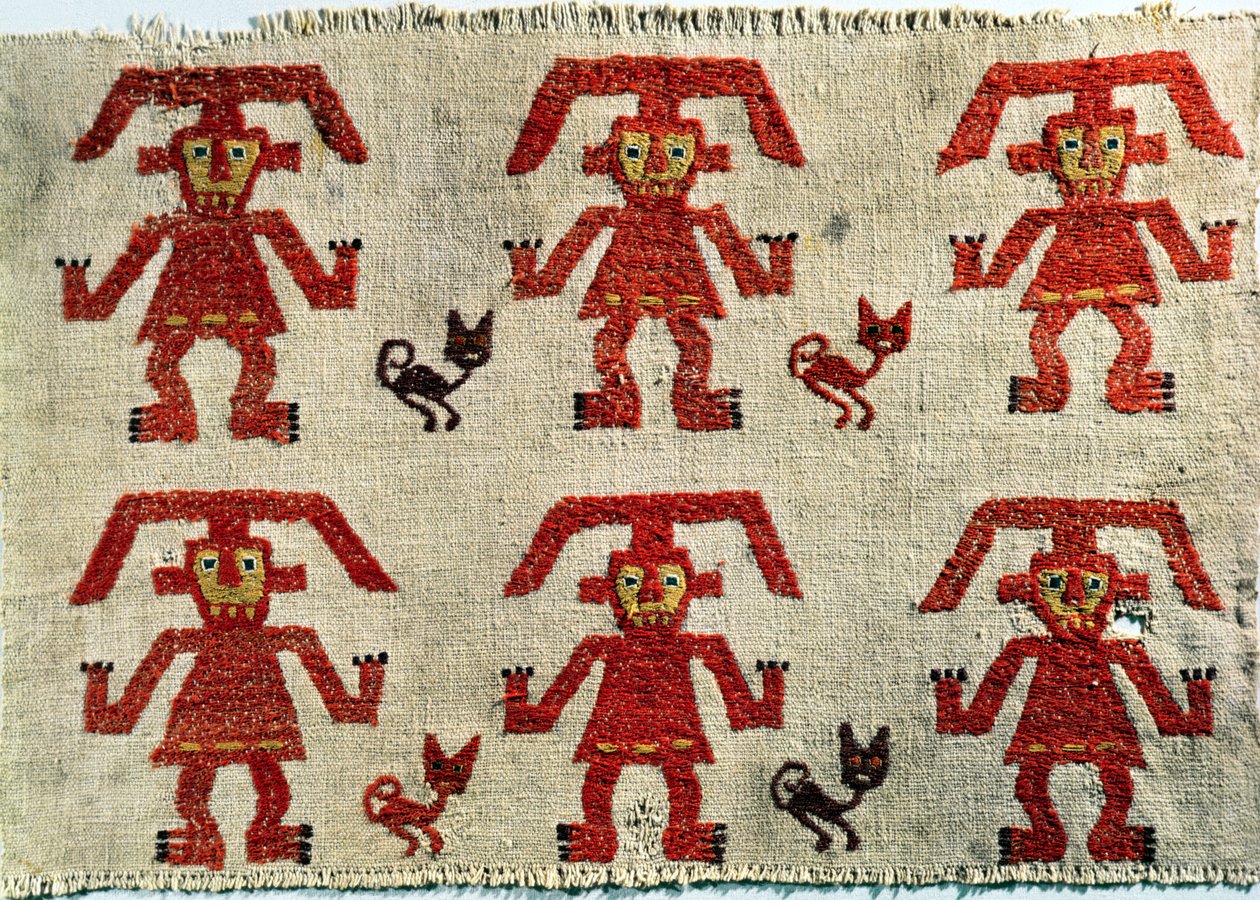 Minta Lambayeque szövet figurás mintával, Chimu (textil) alkotó: Pre Columbian