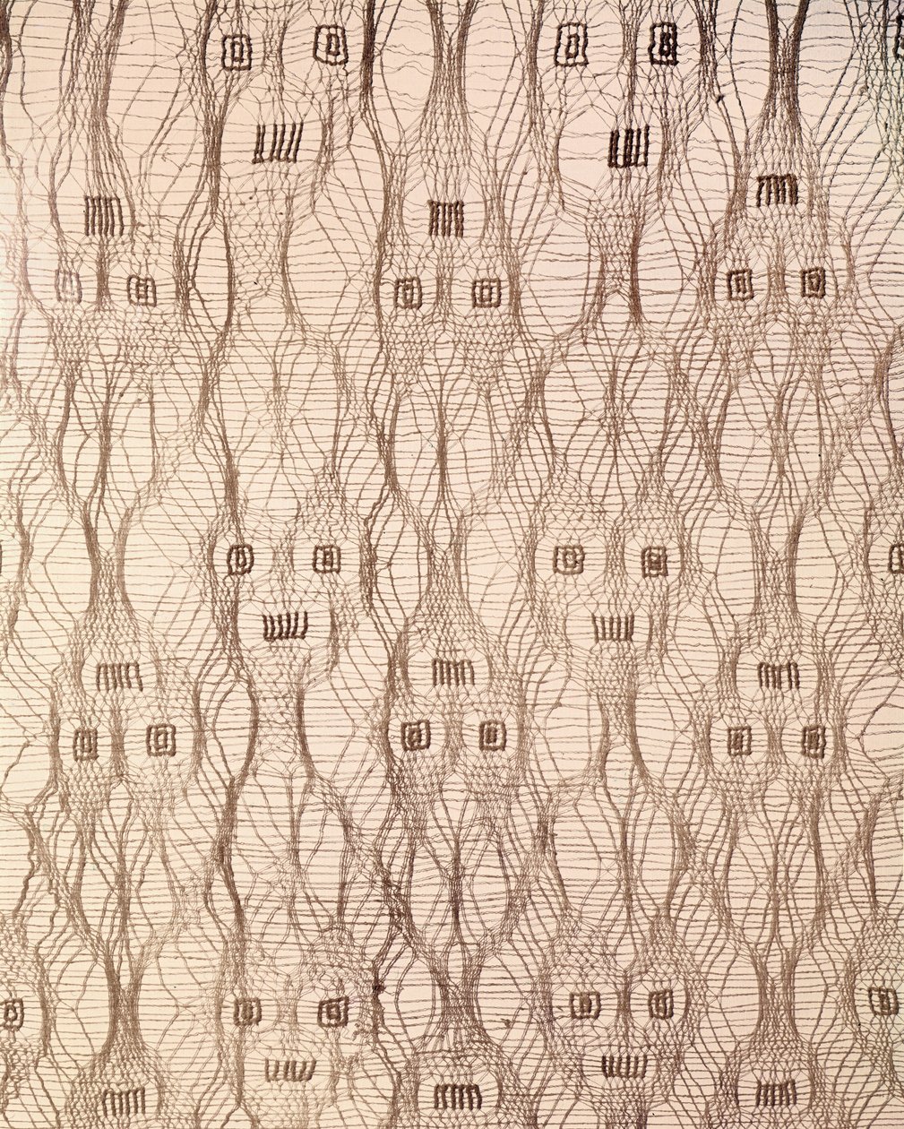 Átlátszó szövet jaguár arcokkal, Paracas törzs (textil) alkotó: Pre Columbian