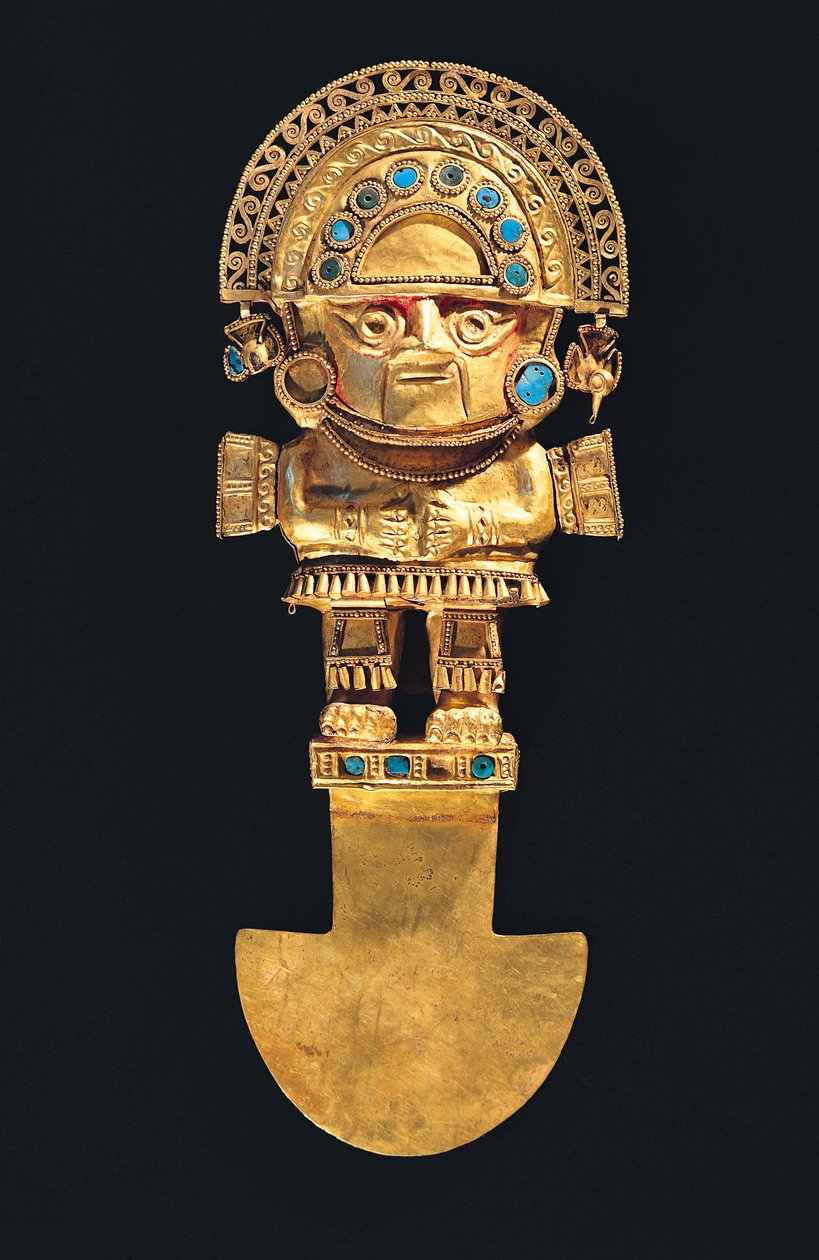 Tumi vagy ceremoniális kés Naylamp, Chimu (arany és féldrágakövek) formájú alkotó: Pre Columbian