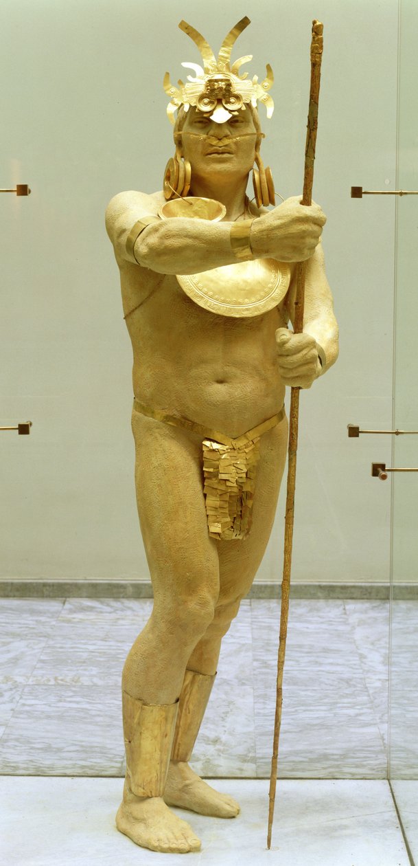 Harcos arany díszeket visel (arany) alkotó: Pre Columbian