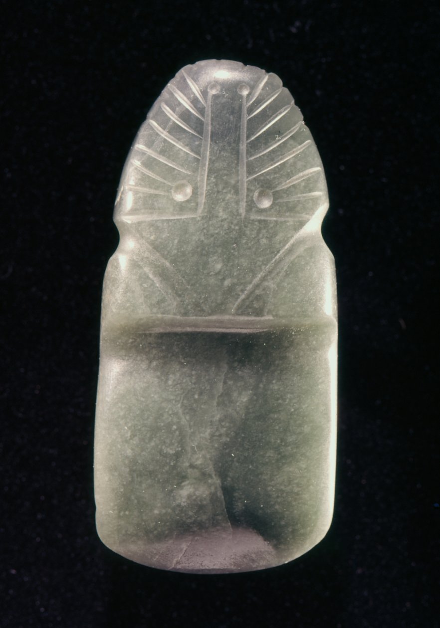 Kettős képű kelta madár, Guacimoból, Linea Vieja területéről (zöld jáde) alkotó: Pre Columbian Pre Columbian