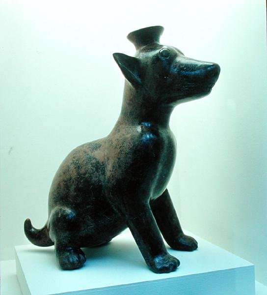 Prérifarkas szobor, a tolték kultúrából, 800-1100 (ólmozott kerámia) alkotó: Pre Columbian Pre Columbian