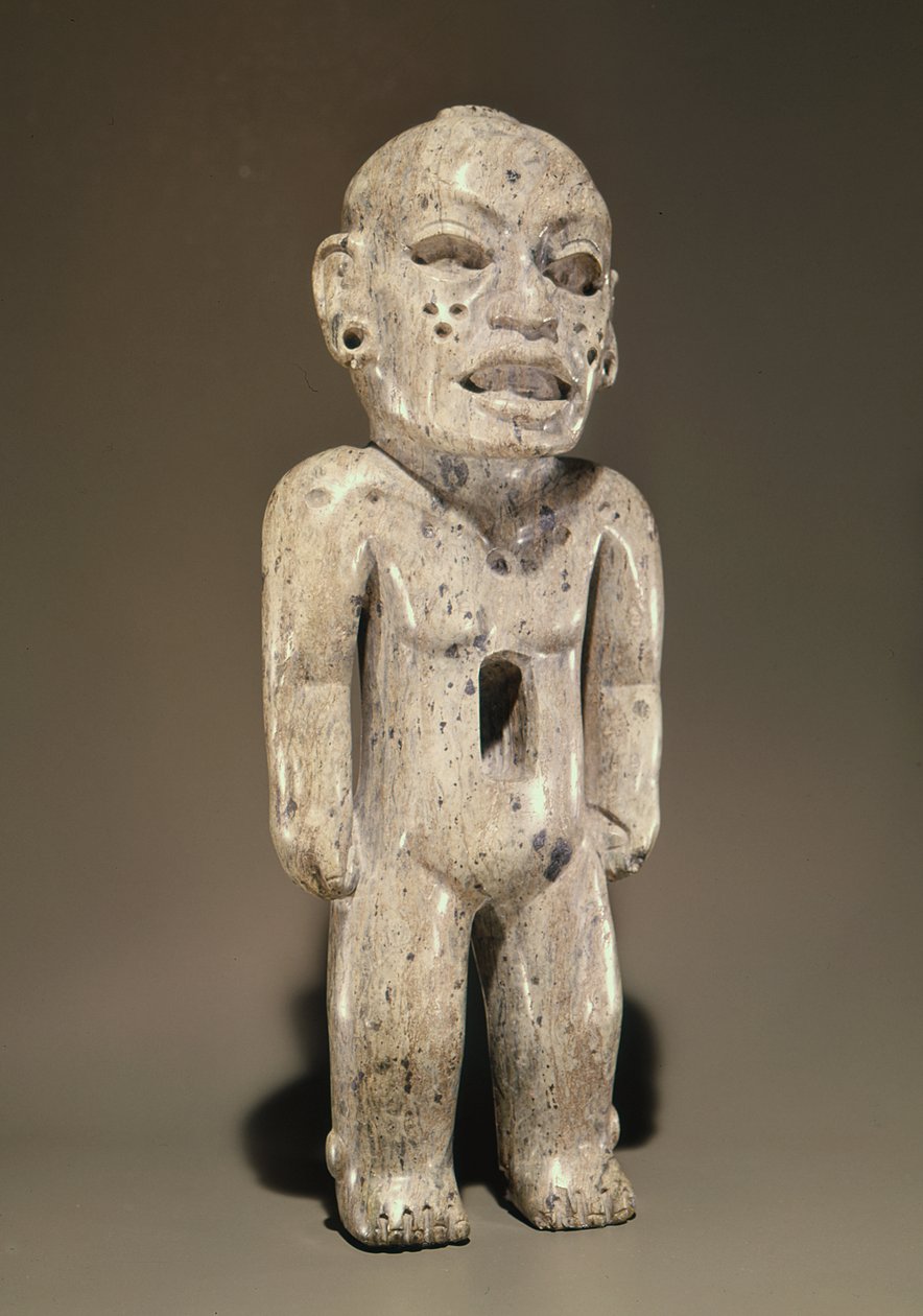 Álló emberi alakot ábrázoló szobor, Teotihuacan Style, Pueblából, Mexikóból (jáde) alkotó: Pre Columbian Pre Columbian